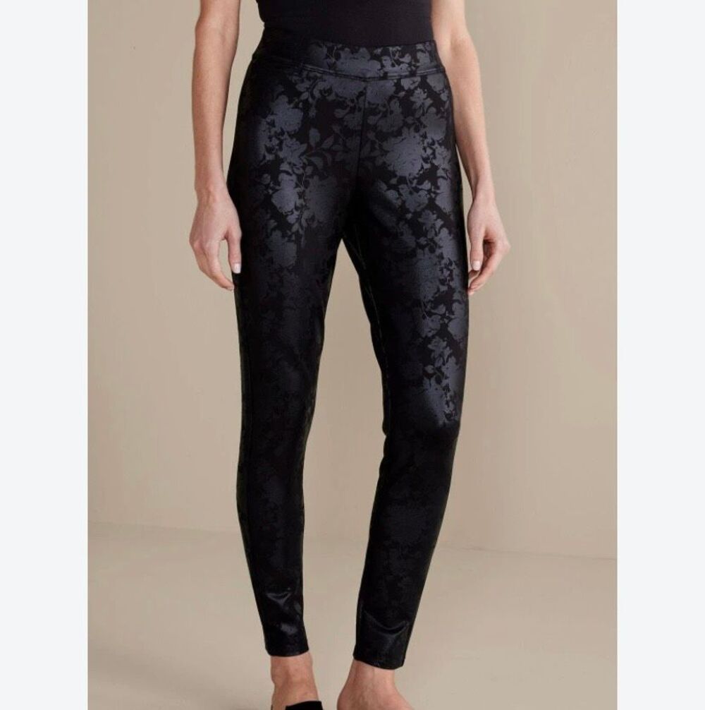 Soft Surroundings women’s Ponte floral, print, pull on pants M